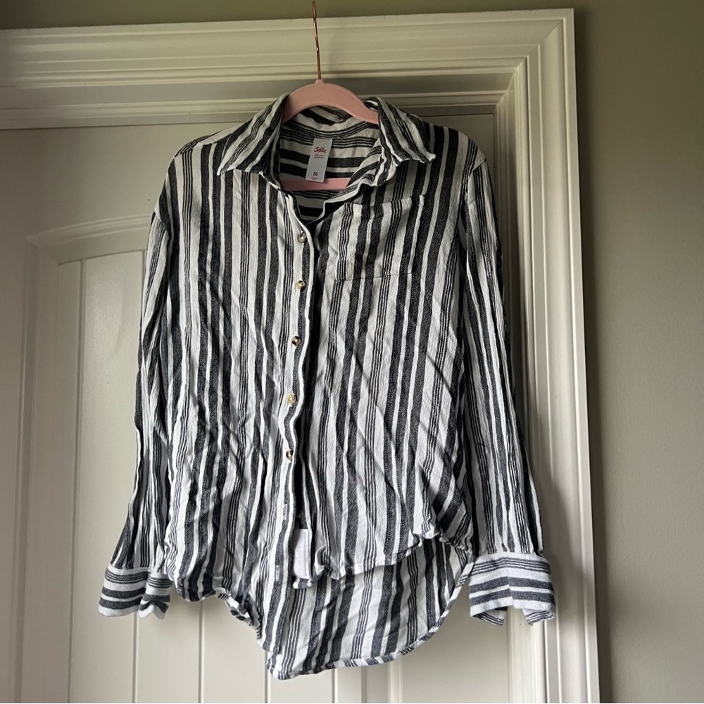 Girls Justice Relaxed fit Button Down Striped Top